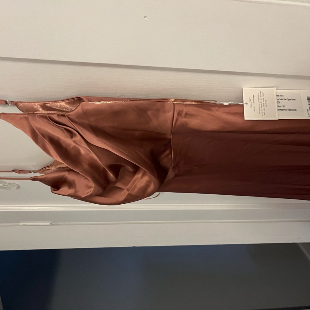 Revelry satin style formal or bridesmaid dress. Desert Rose color.